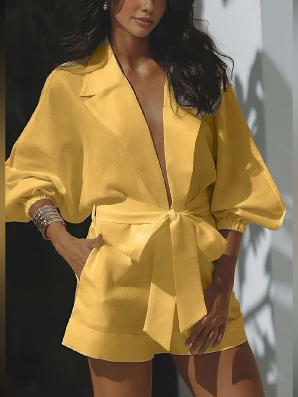 Yellow Tie-Waist Romper